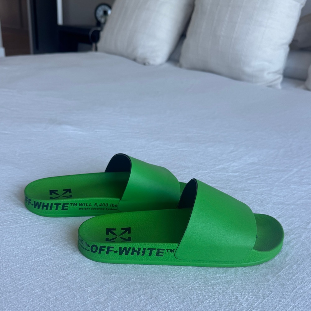 Off-White Vibrant Green Slides